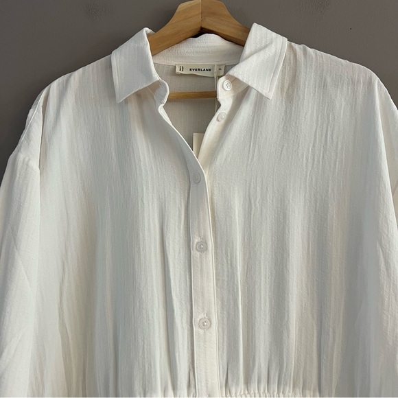 Everlane Long Sleeve Shirt Midi Dress Button Down Drawcord Pockets Lagenlook XL - Picture 4 of 16
